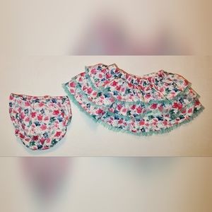 Disney 2T Baby Girls Tutu Skirt Set W/ Diaper Cover Organic Cotton Ruffles